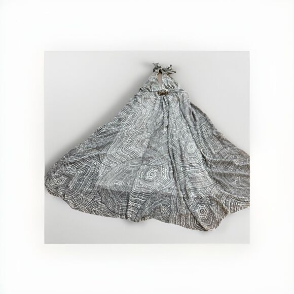 Origem MAXI Dress Size Large BOHO Luxury Hippie Summer Dress Old Gold Brooch - Picture 6 of 16